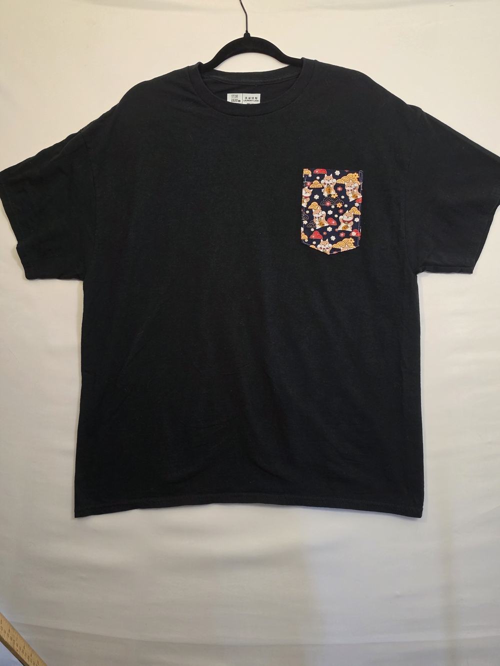Studio Kokoro XL Black Shiba Inu Japanese Pocket T Shirt Kawaii Streetwear